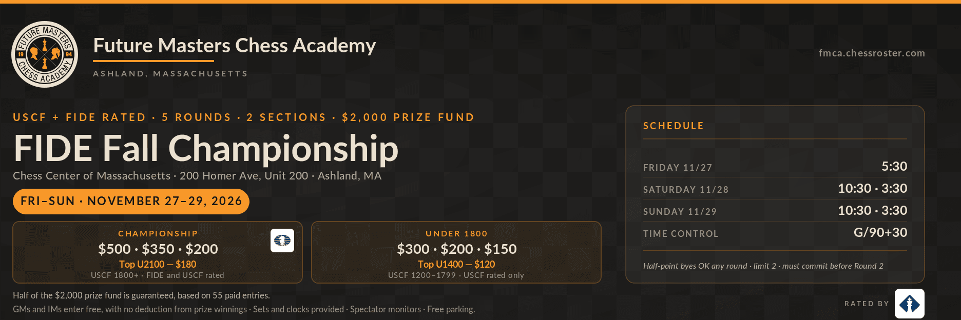 FMCA FIDE Fall Championship 2026 banner